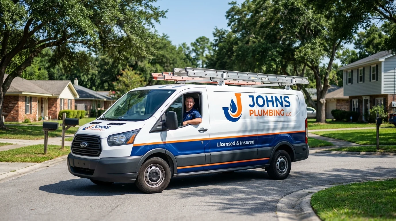 Johns Plumbing LLC service van in Bloomingdale, GA