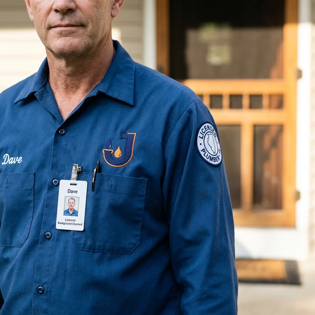 Licensed plumber showing ID badge in Bloomingdale, GA